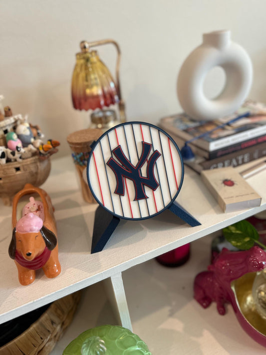 Yankees Pinstripe Modern 3D Printed Storage Box | Personalized Desk Organizer | Made in USA