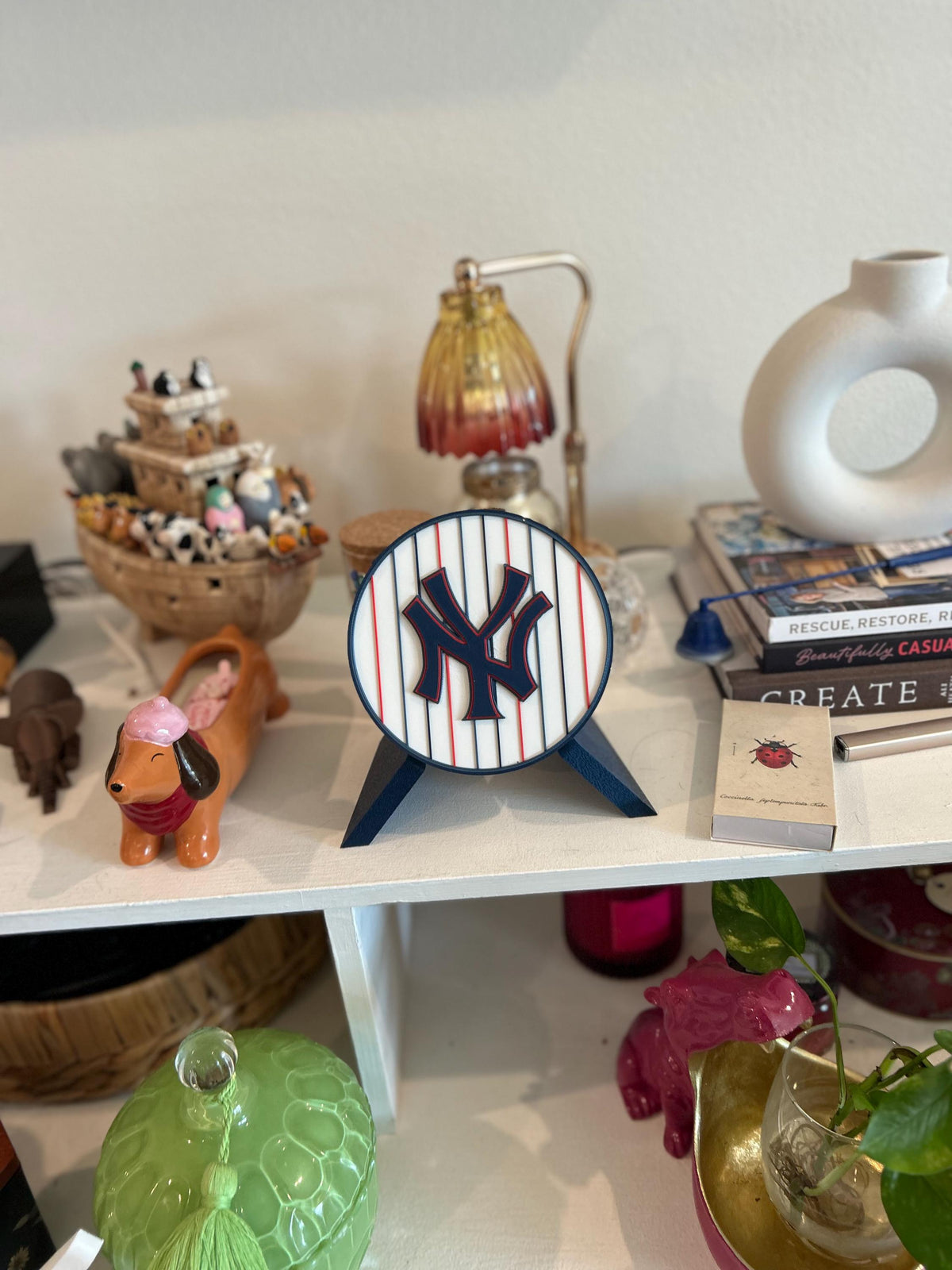 Yankees Pinstripe Modern 3D Printed Storage Box | Personalized Desk Organizer | Made in USA