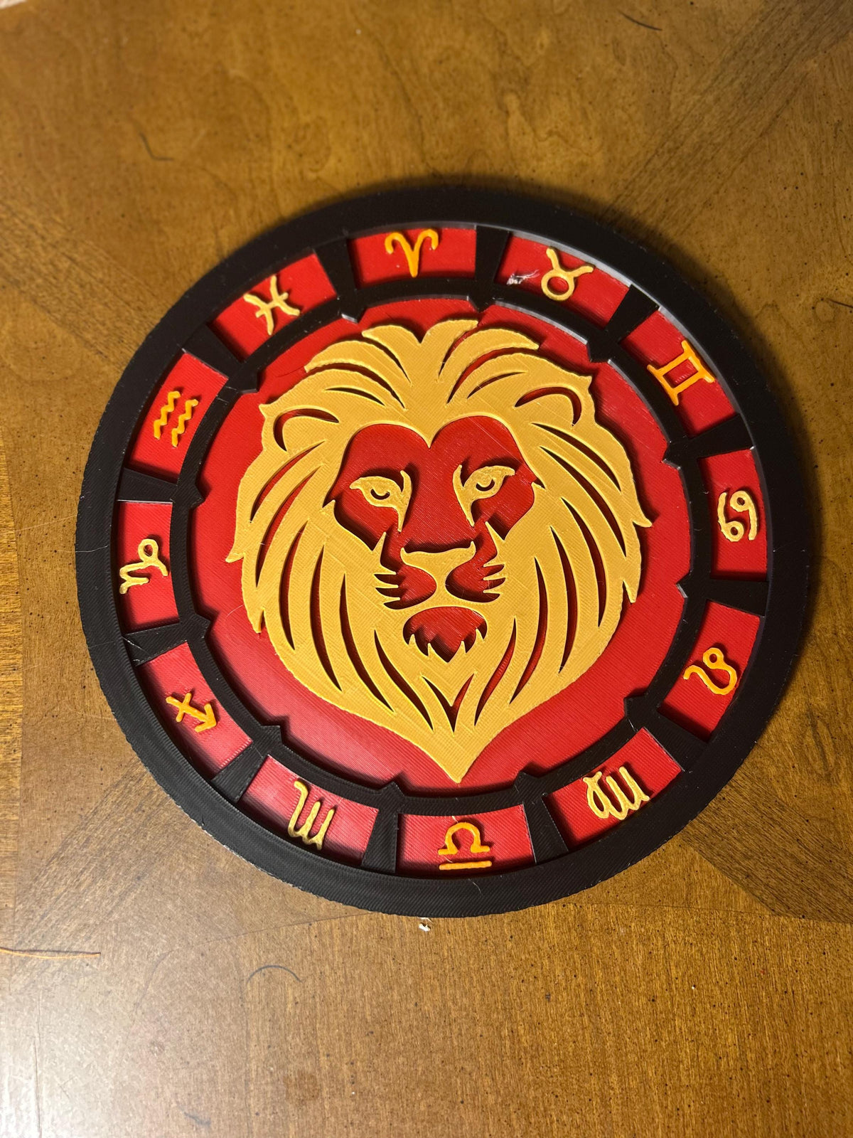 3D Printed Leo Zodiac Medallion, Personalized Celestial Wall Art