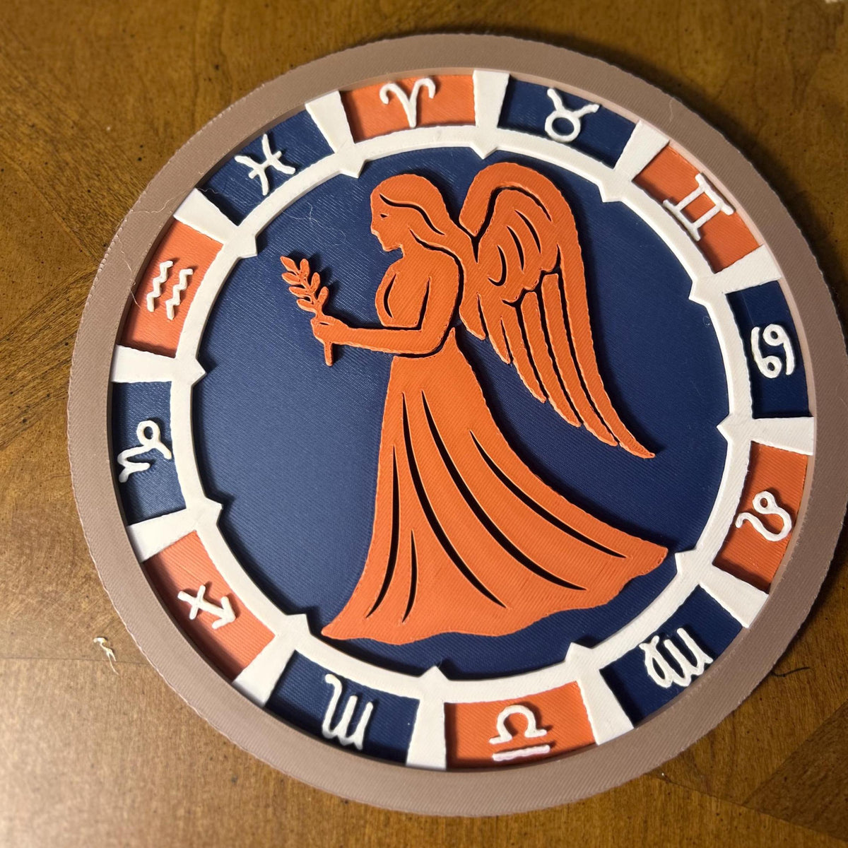 Virgo Zodiac Celestial Medallion, 3D Printed Astrology Wall Art