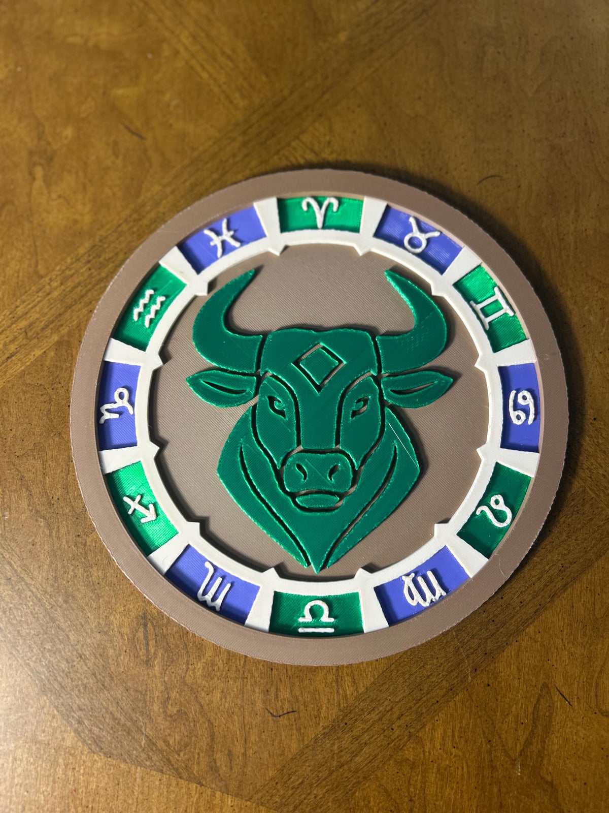 Personalized Taurus Zodiac Wall Art, 3D Celestial Medallion, Astrology Decor