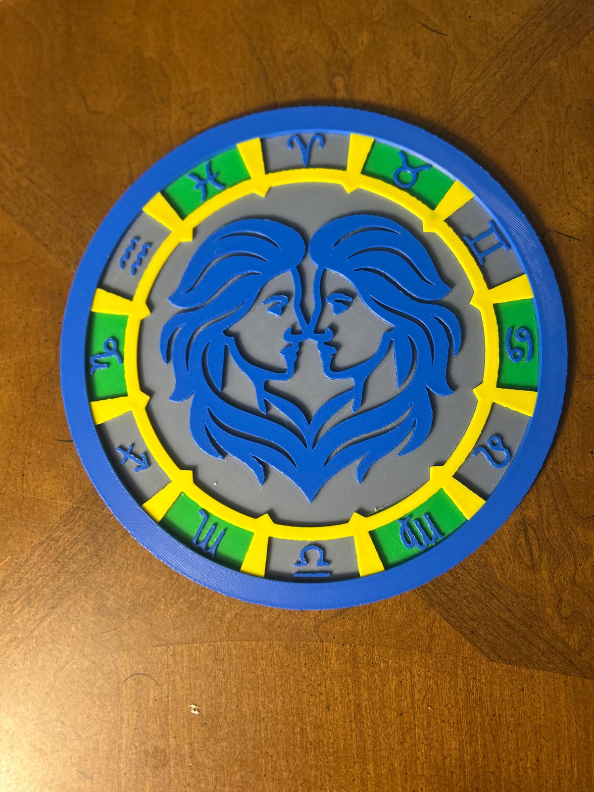 Personalized Gemini Zodiac Wall Art, 3D Celestial Medallion, Astrology Decor