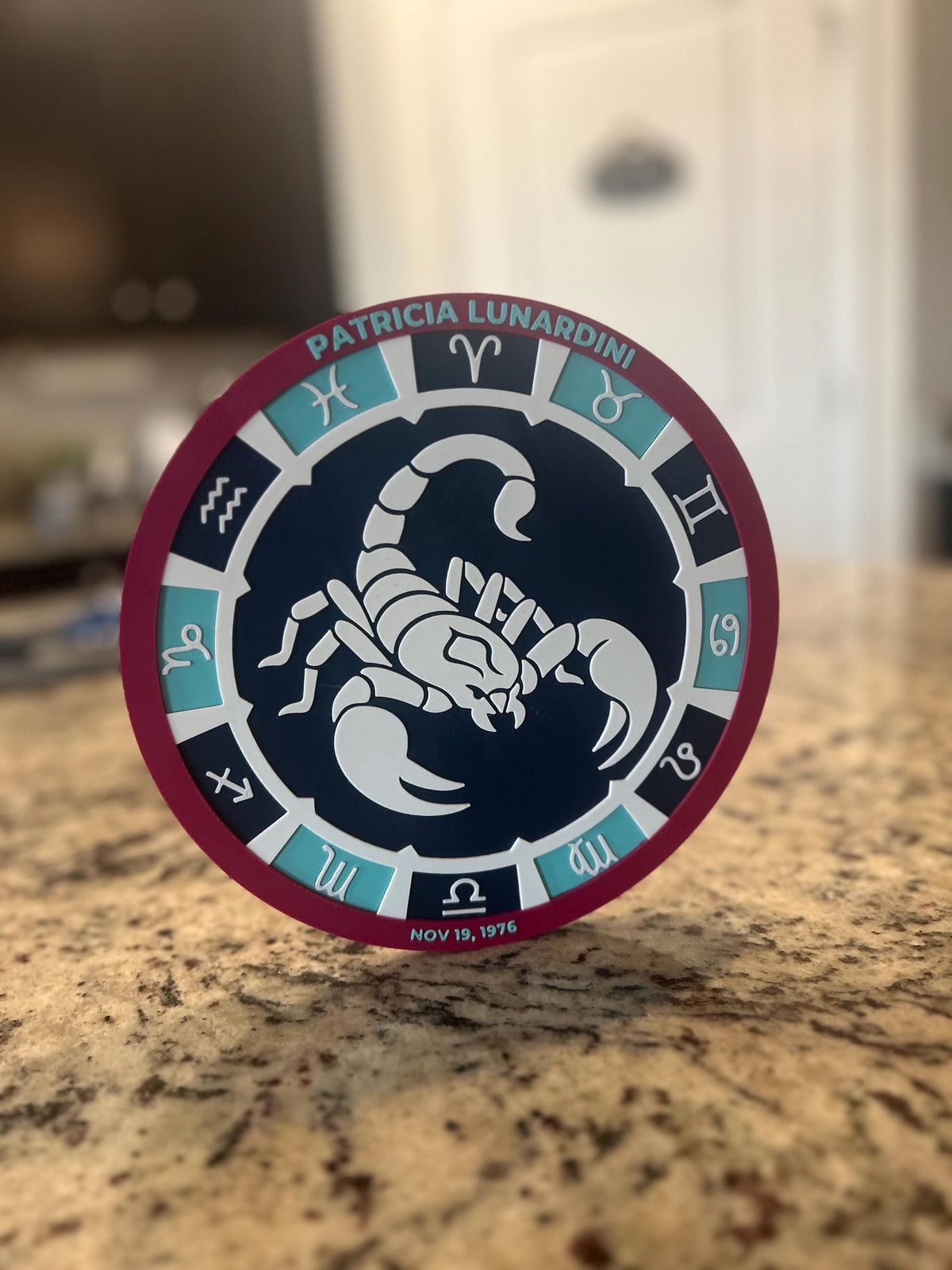 Personalized Zodiac Star Map Medallion | Custom Color 3D-Printed Celestial Art (7.9 in)