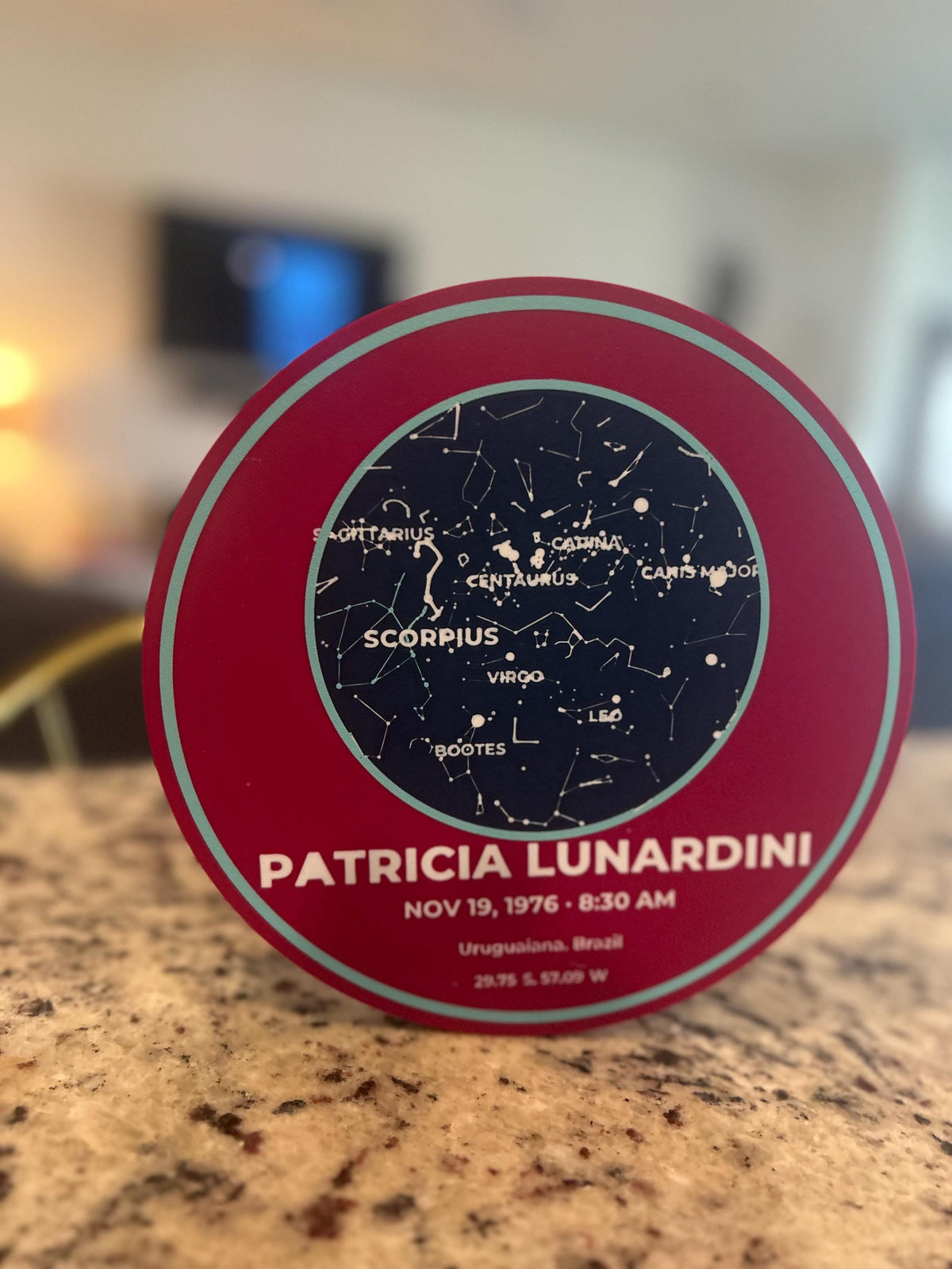 Personalized Zodiac Star Map Medallion | Custom Color 3D-Printed Celestial Art (7.9 in)