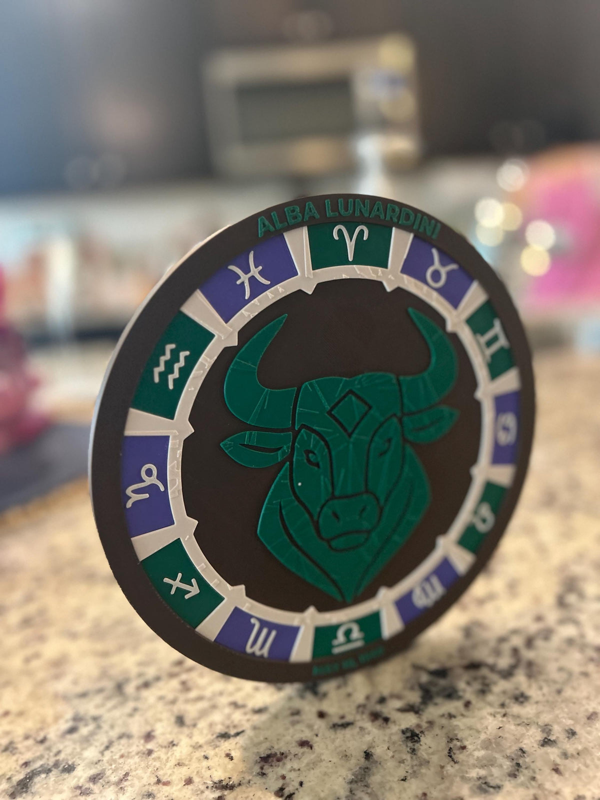 Personalized Zodiac Star Map Medallion | Custom Color 3D-Printed Celestial Art (7.9 in)