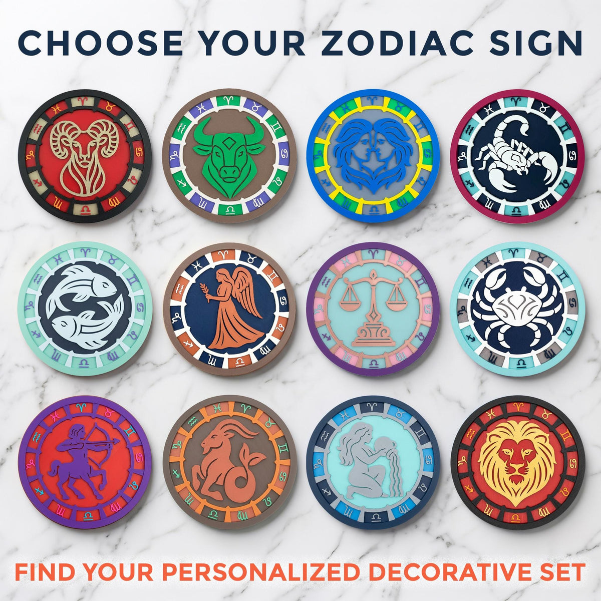 3D Printed Leo Zodiac Medallion, Personalized Celestial Wall Art