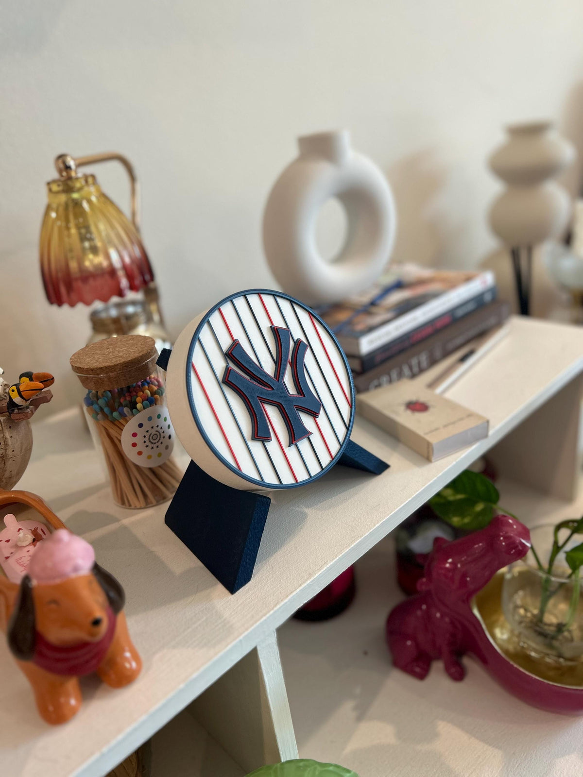 Yankees Pinstripe Modern 3D Printed Storage Box | Personalized Desk Organizer | Made in USA