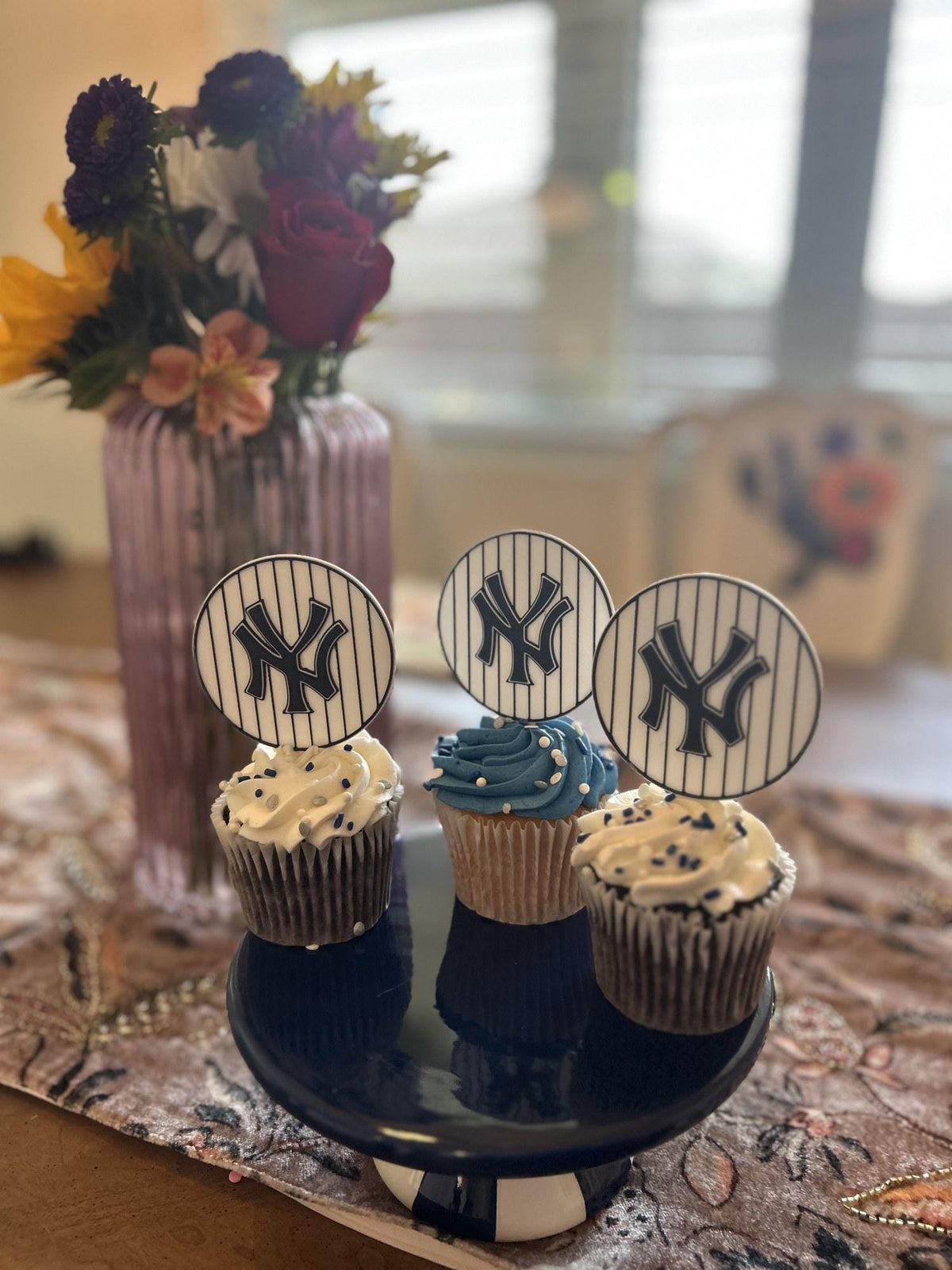 New York Yankees 3D Cupcake Toppers, Food-Grade PETG, 2.75 inch Set