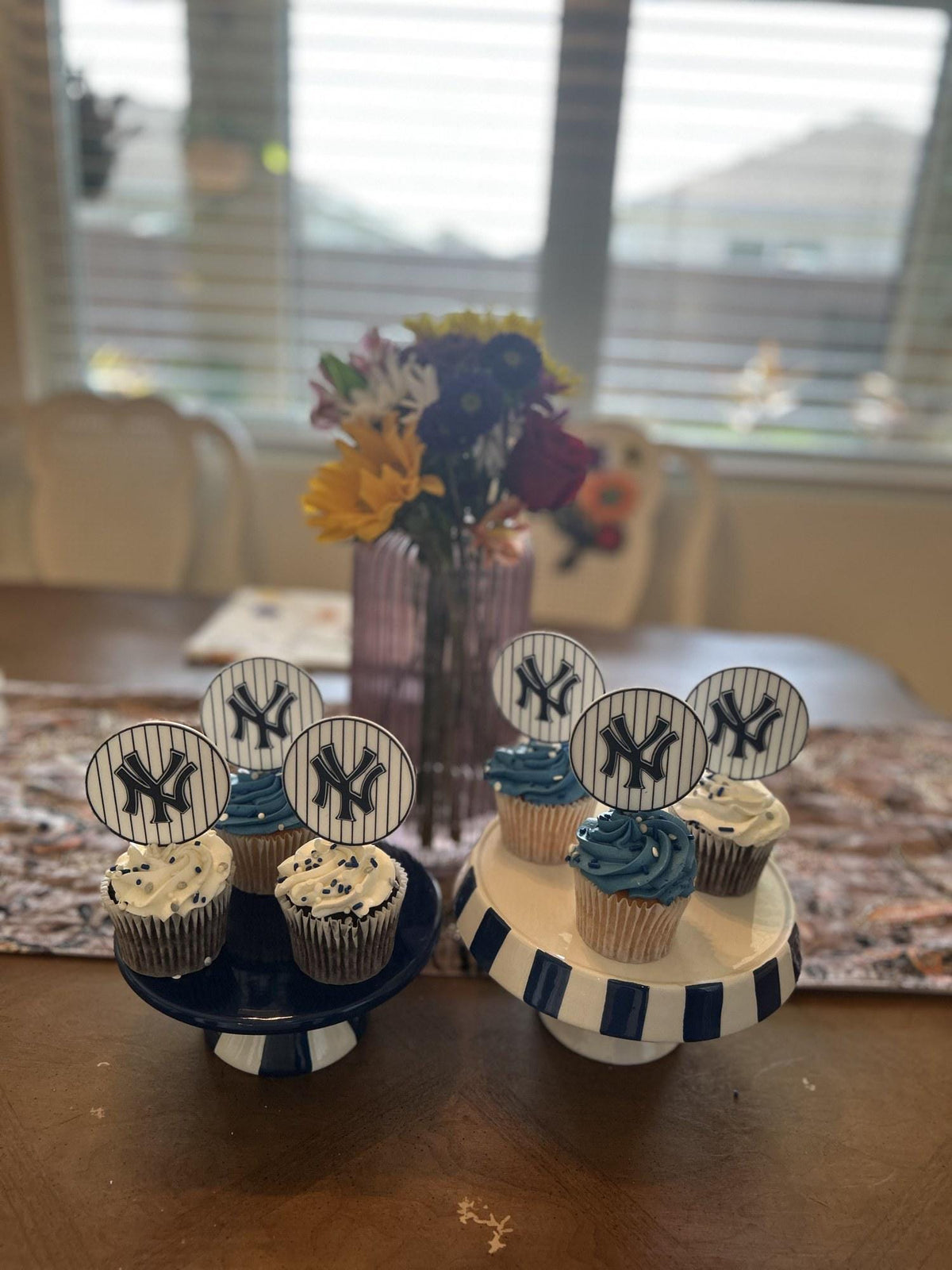 New York Yankees 3D Cupcake Toppers, Food-Grade PETG, 2.75 inch Set