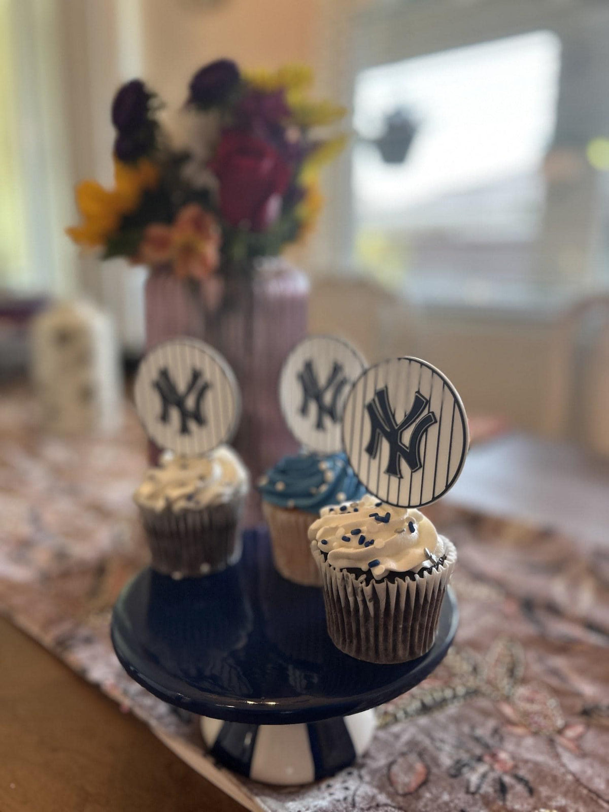 New York Yankees 3D Cupcake Toppers, Food-Grade PETG, 2.75 inch Set