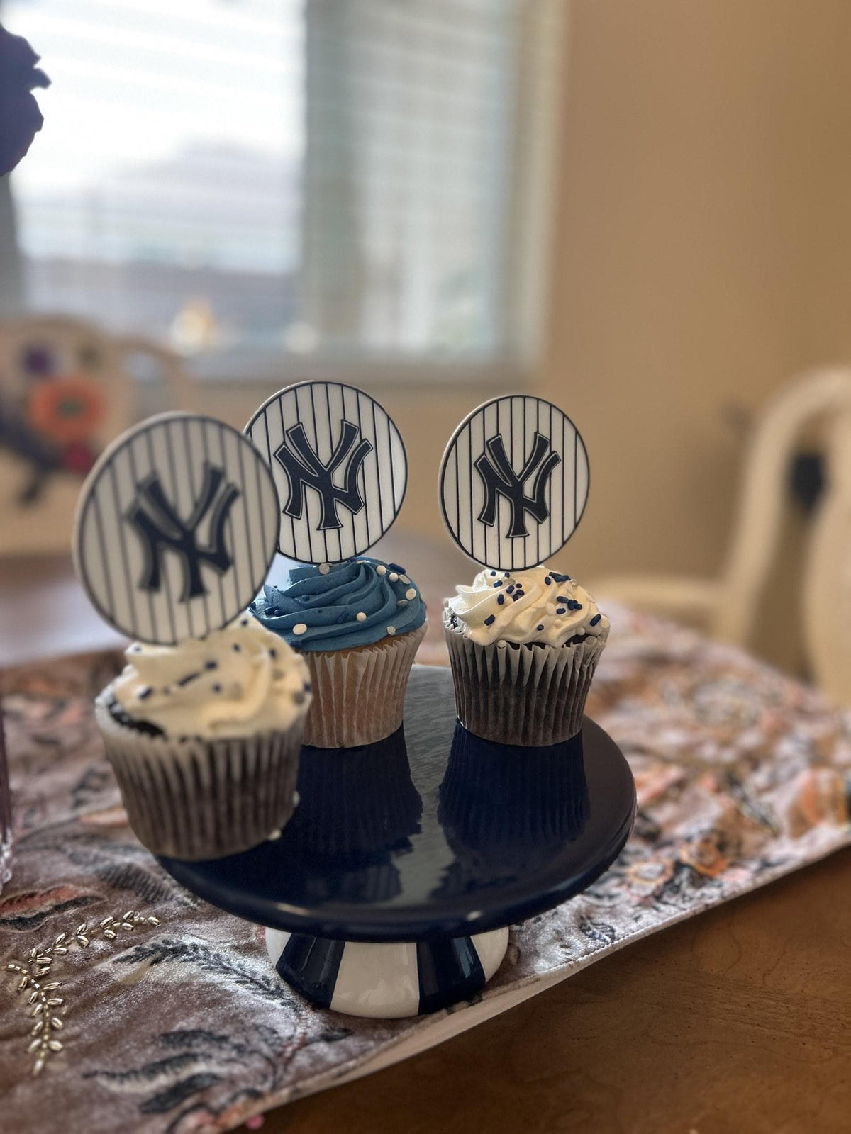 New York Yankees 3D Cupcake Toppers, Food-Grade PETG, 2.75 inch Set