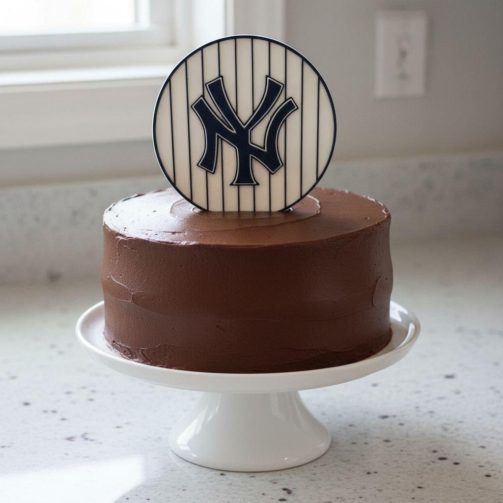 New York Yankees 3D Cake Topper | Food-Grade PETG, USA Made | 5.5 in Pinstripe Badge
