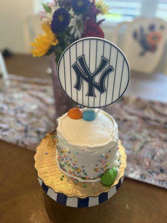 New York Yankees 3D Cake Topper | Food-Grade PETG, USA Made | 5.5 in Pinstripe Badge
