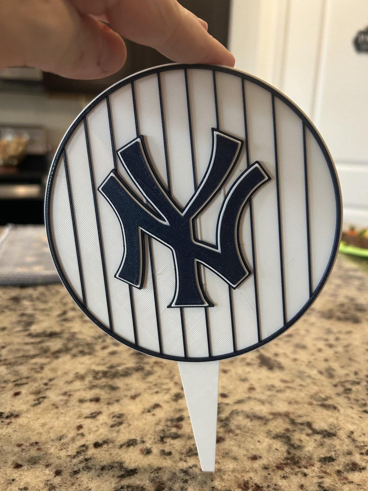 New York Yankees 3D Cake Topper | Food-Grade PETG, USA Made | 5.5 in Pinstripe Badge