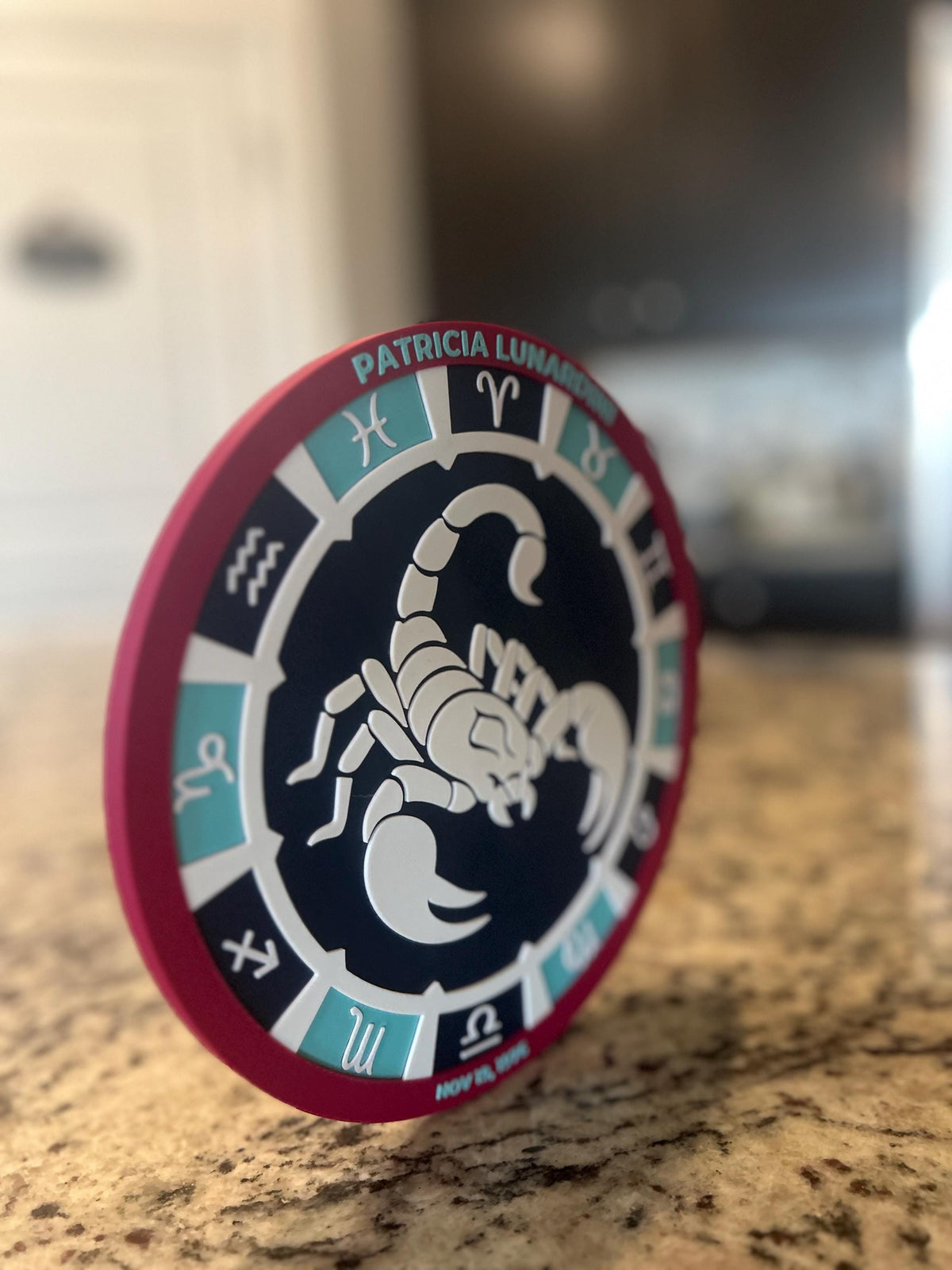 Personalized Zodiac Star Map Medallion | Custom Color 3D-Printed Celestial Art (7.9 in)