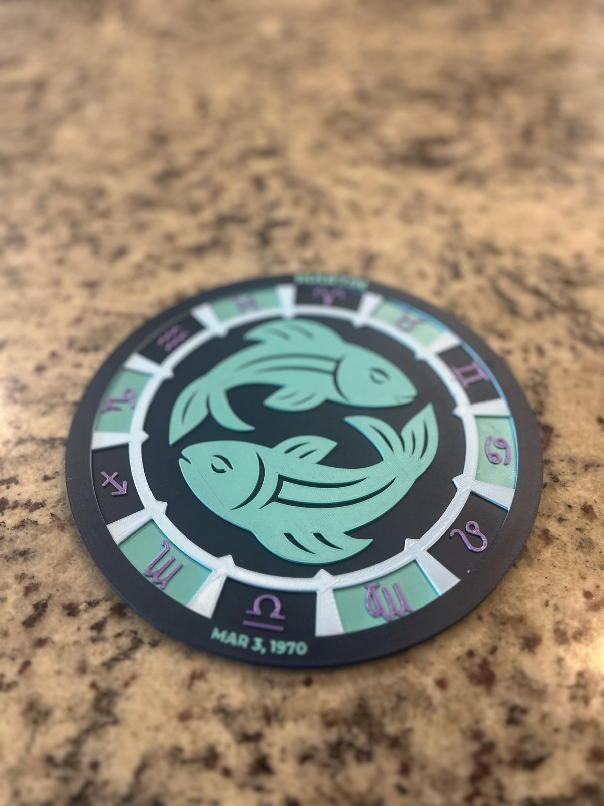 Personalized Zodiac Star Map Medallion | Custom Color 3D-Printed Celestial Art (7.9 in)