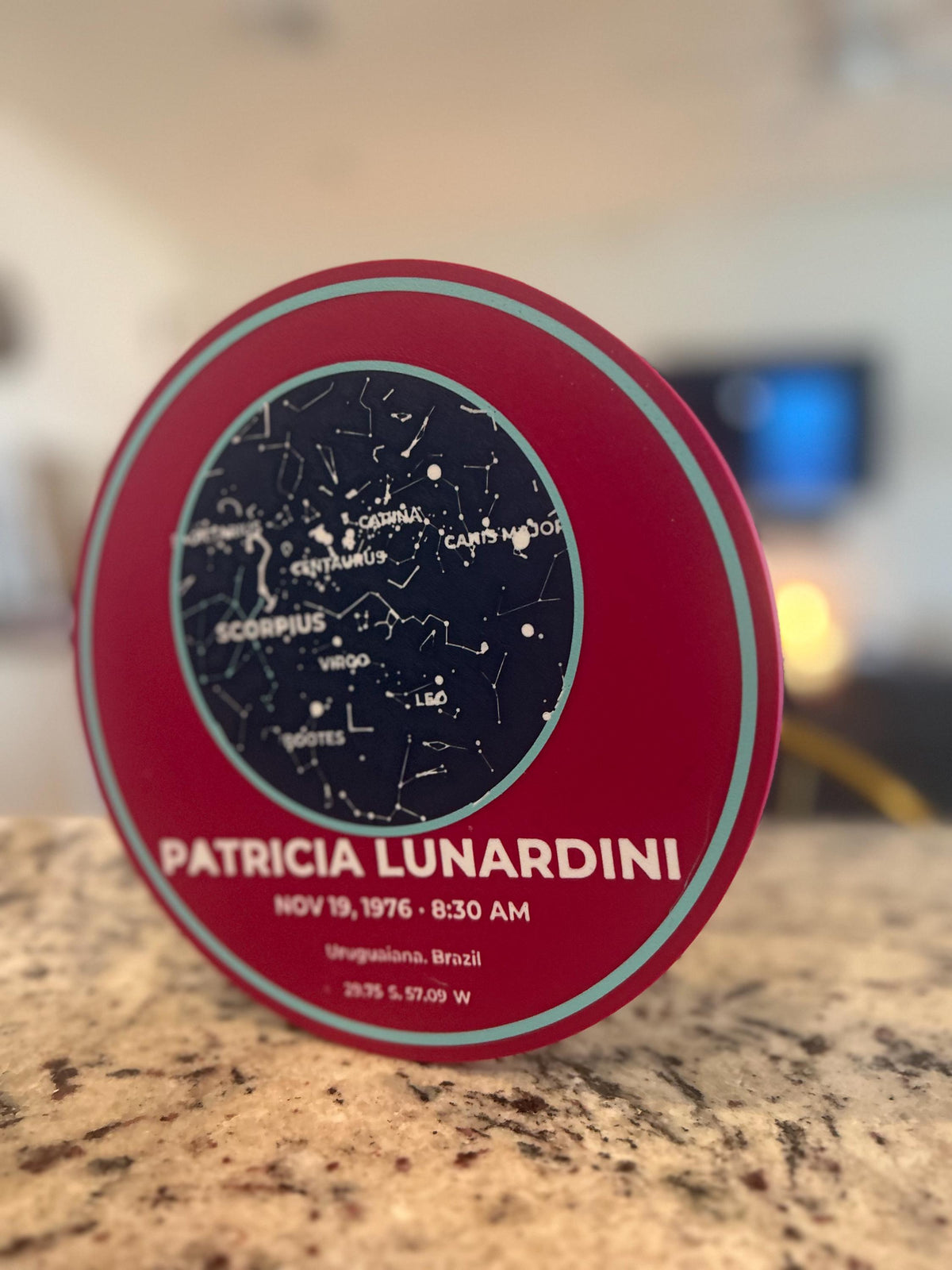 Personalized Zodiac Star Map Medallion | Custom Color 3D-Printed Celestial Art (7.9 in)