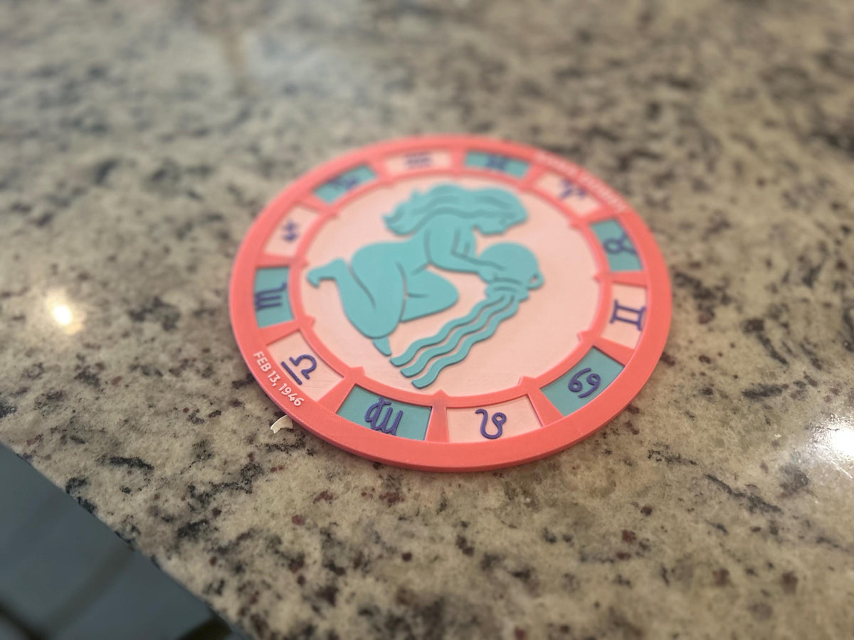 Personalized Zodiac Star Map Medallion | Custom Color 3D-Printed Celestial Art (7.9 in)