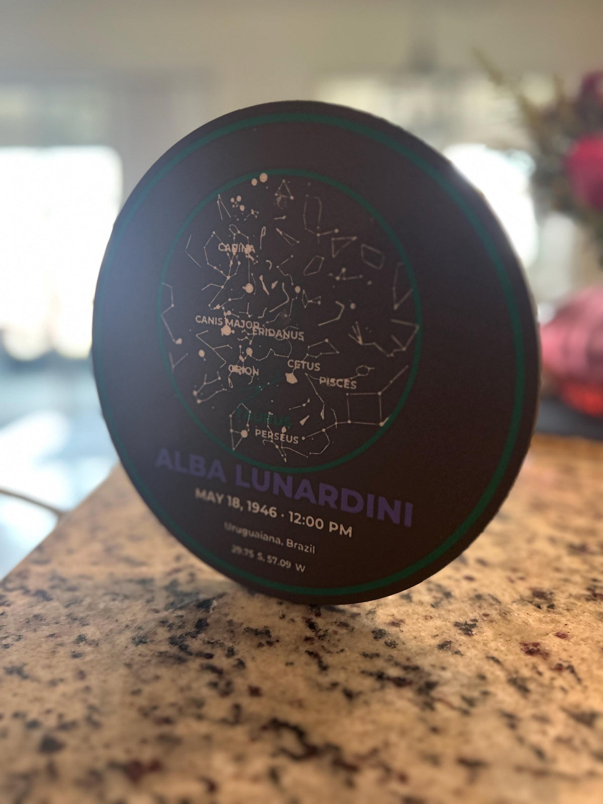 Personalized Zodiac Star Map Medallion | Custom Color 3D-Printed Celestial Art (7.9 in)