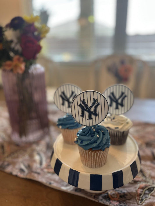 New York Yankees 3D Cupcake Toppers, Food-Grade PETG, 2.75 inch Set