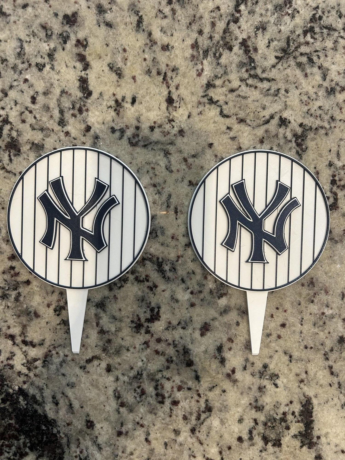 New York Yankees 3D Cake Topper | Food-Grade PETG, USA Made | 5.5 in Pinstripe Badge
