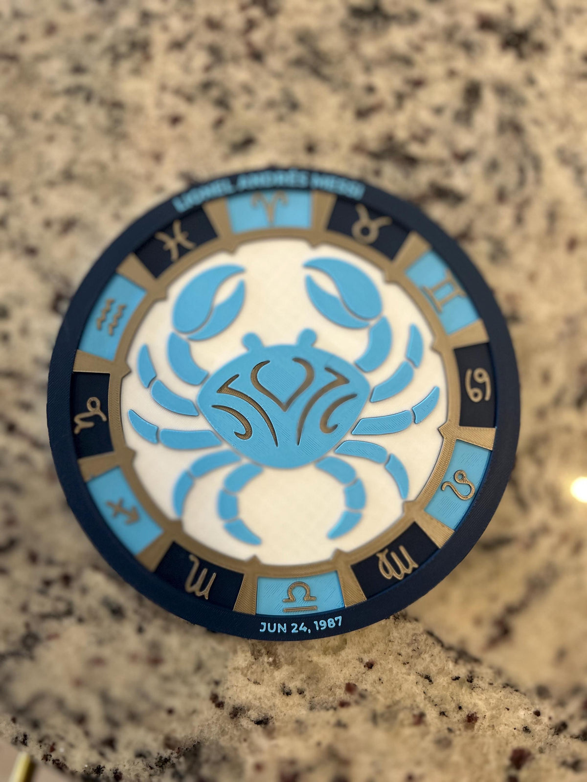 Lionel Messi 3D Printed Zodiac Sky Map Art – Custom Celestial Medallion (7.9 in)