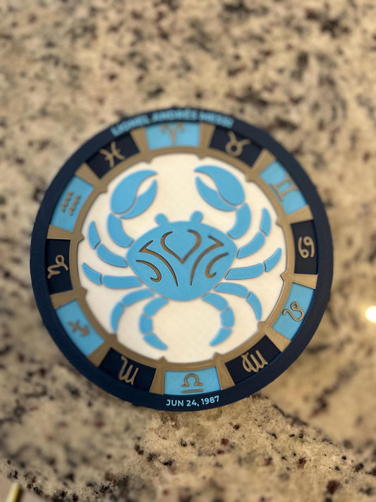 Lionel Messi 3D Printed Zodiac Sky Map Art – Custom Celestial Medallion (7.9 in)