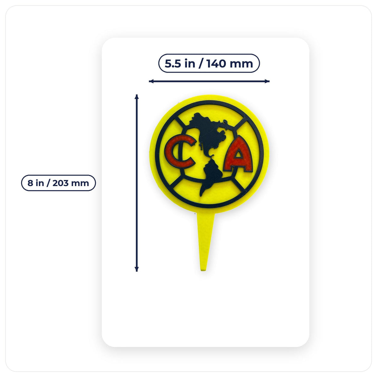 Club America 3D Cake Topper | Food-Grade PETG Badge (5.5 in)