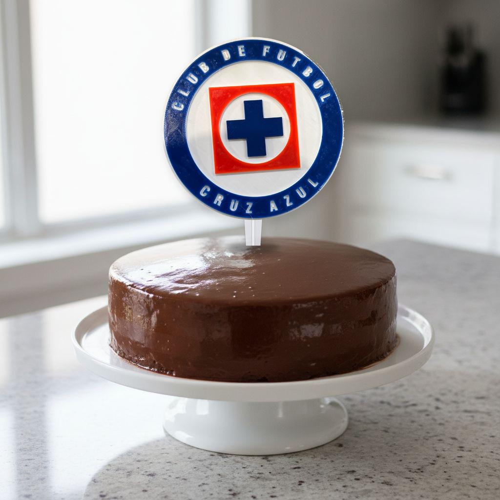 Cruz Azul 3D Cake Topper | La Maquina, Food-Grade PETG, USA Made | 5.5 in Badge