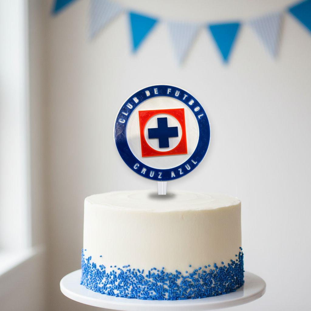 Cruz Azul 3D Cake Topper | La Maquina, Food-Grade PETG, USA Made | 5.5 in Badge