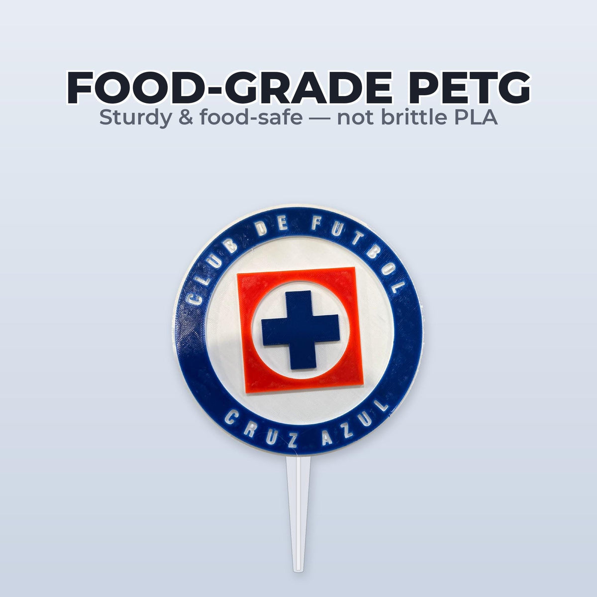 Cruz Azul 3D Cake Topper | La Maquina, Food-Grade PETG, USA Made | 5.5 in Badge