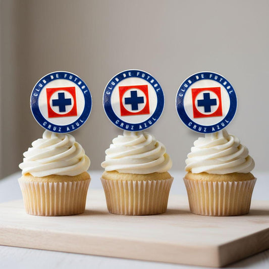 Cruz Azul 3D Cupcake Toppers, Set of 6 or 12 | La Maquina, Food-Grade PETG
