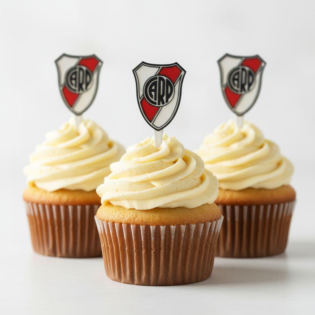 River Plate 3D Layered Crest Cupcake Toppers, CARP Fan Party Food Picks