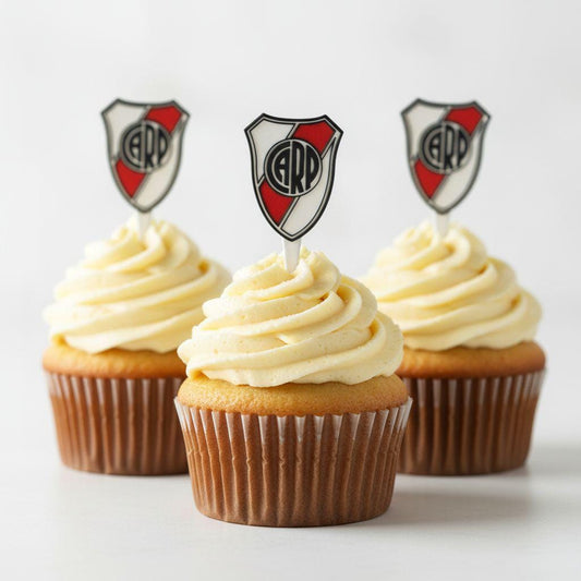 River Plate 3D Layered Crest Cupcake Toppers, CARP Fan Party Food Picks