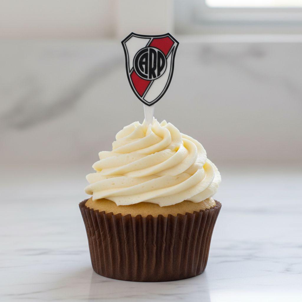 River Plate 3D Layered Crest Cupcake Toppers, CARP Fan Party Food Picks
