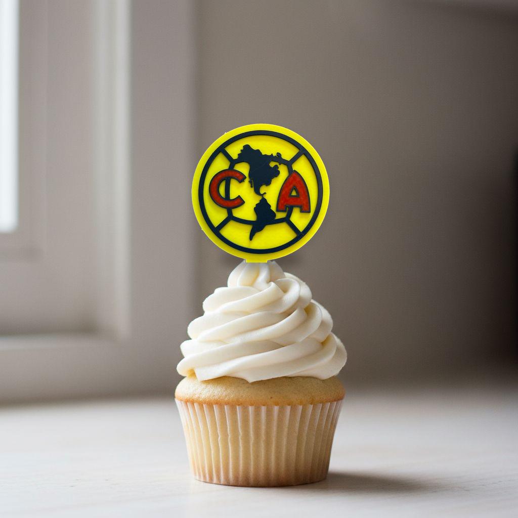 Club America 3D Layered Crest Cupcake Toppers, Aguilas del America Party Decorations