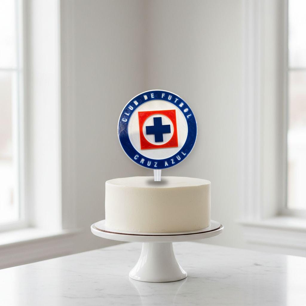 Cruz Azul 3D Cake Topper | La Maquina, Food-Grade PETG, USA Made | 5.5 in Badge