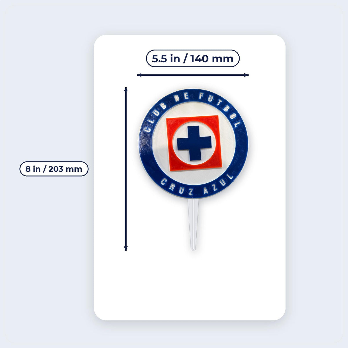 Cruz Azul 3D Cake Topper | La Maquina, Food-Grade PETG, USA Made | 5.5 in Badge