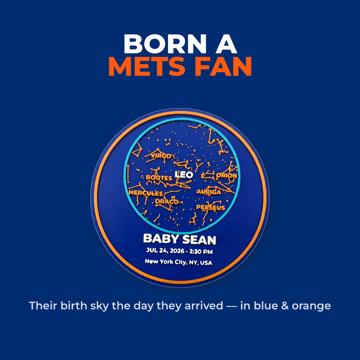 Personalized 3D Star Map Keepsake, Mets Baby Gift, Custom Birth Night Sky