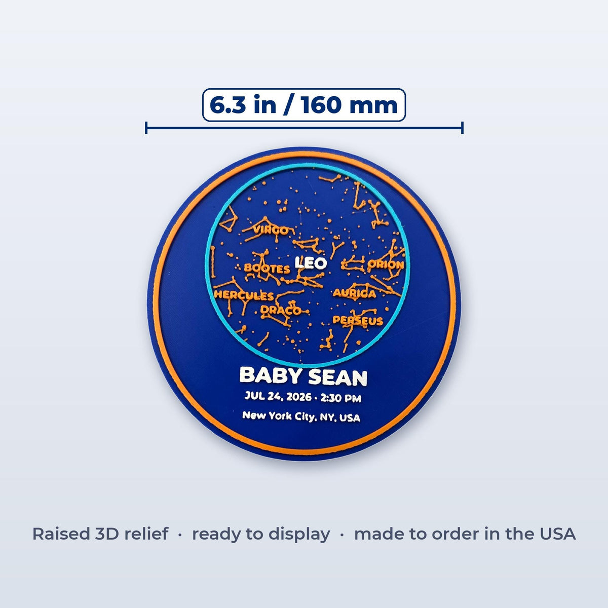 Personalized 3D Star Map Keepsake, Mets Baby Gift, Custom Birth Night Sky