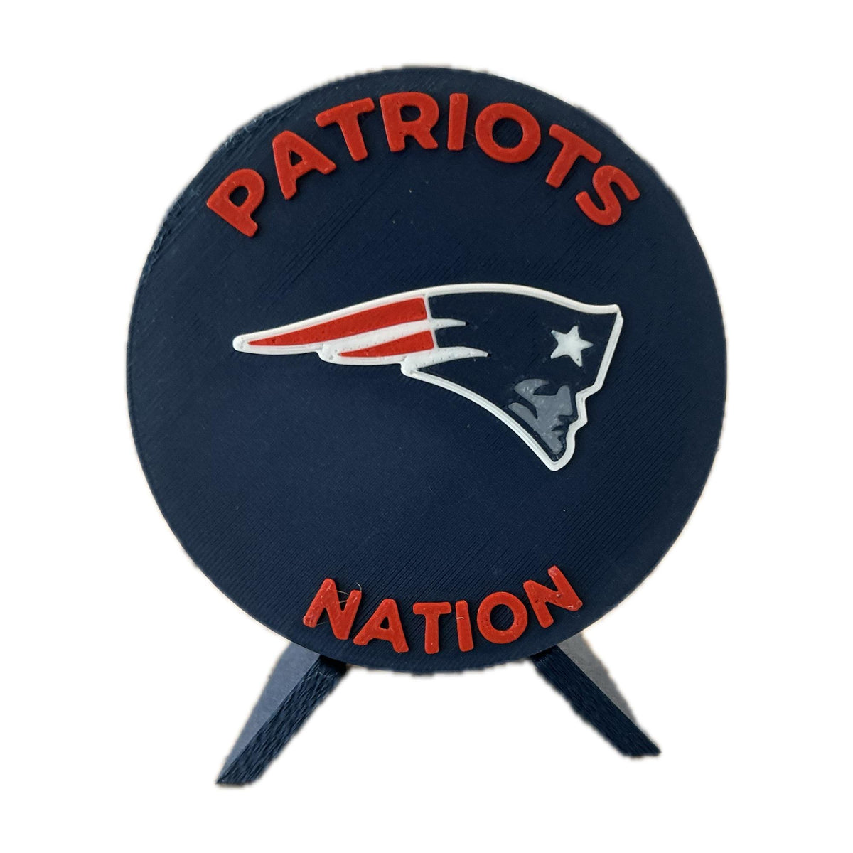 New England Patriots 3D printed display medallion with stand and hidden stash boxPatriots Nation fan gift, made in USA