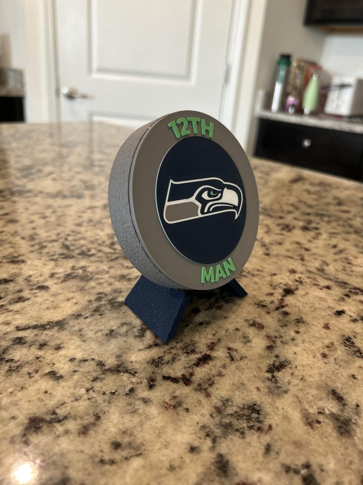 Seattle Seahawks 3D printed display medallion with stand and stash box12th Man fan gift, made in USA
