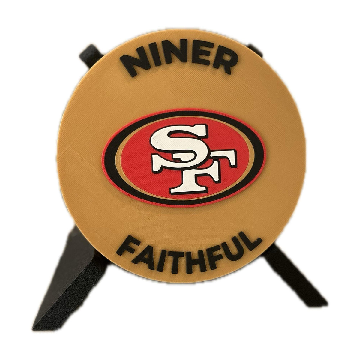San Francisco 49ers 3D printed display medallion with stand and stash boxNiners Faithful fan gift, made in USA