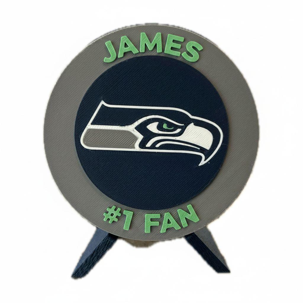 Seattle Seahawks 3D display personalized example JAMES #1 FAN replacing 12th Man