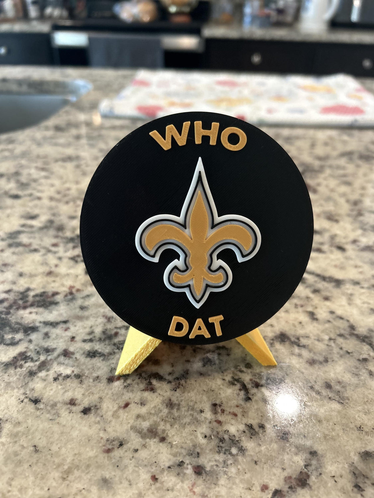 New Orleans Saints 3D printed display medallion with stand and hidden stash boxWho Dat fan gift, made in USA