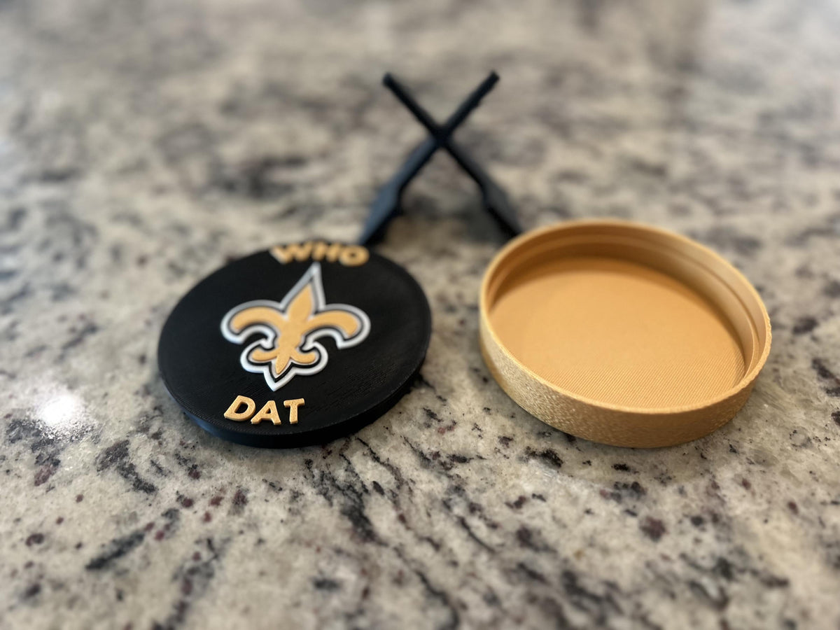New Orleans Saints 3D printed display medallion with stand and hidden stash boxWho Dat fan gift, made in USA