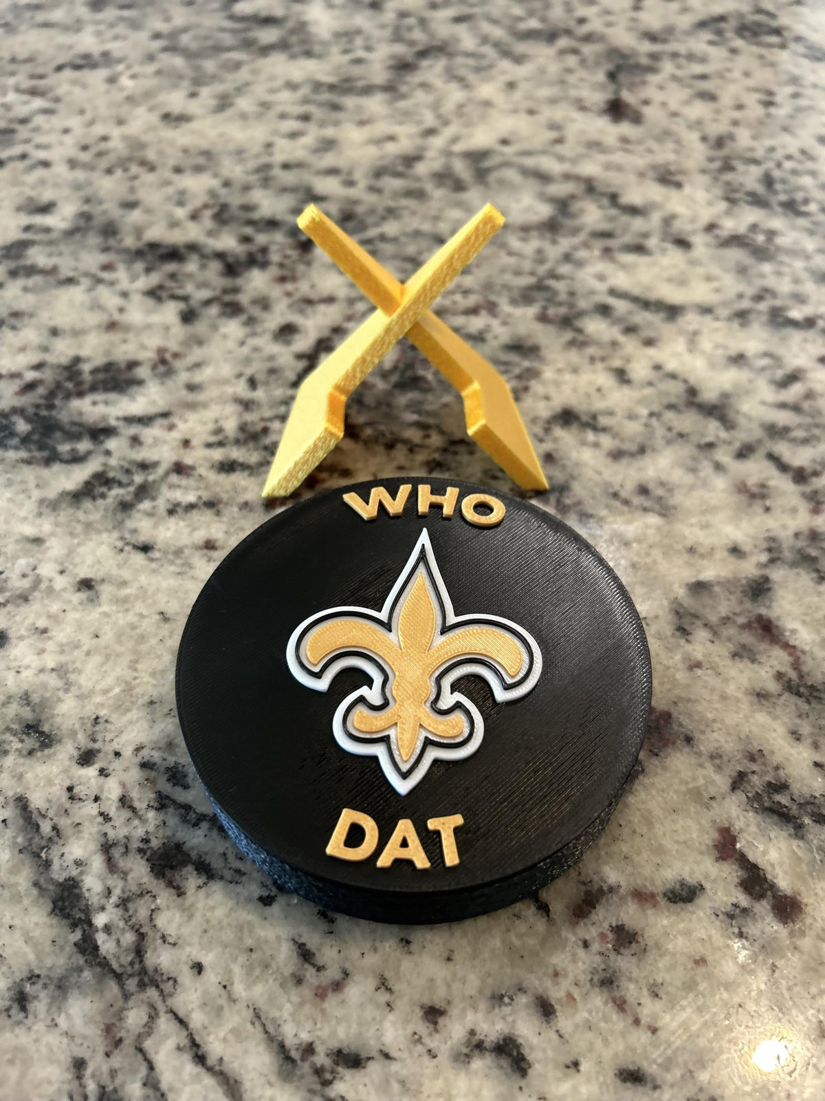 New Orleans Saints 3D printed display medallion with stand and hidden stash boxWho Dat fan gift, made in USA