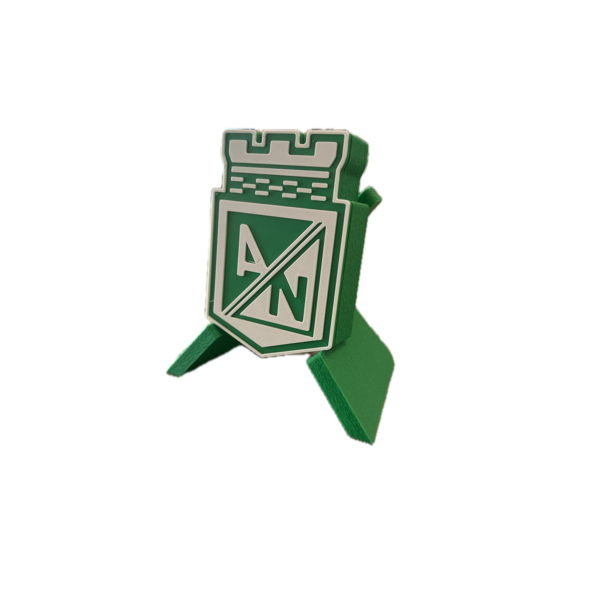 Atletico Nacional 3D printed escudo shield display with stand and hidden stash box, regalo hincha verdolaga, Colombian soccer fan gift made in USA
