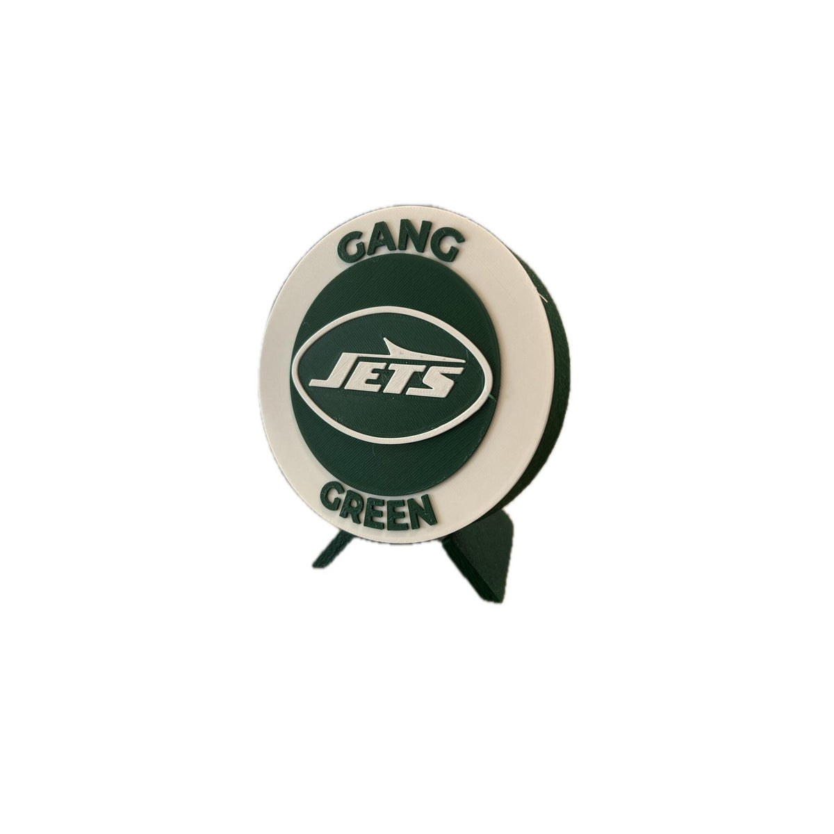 New York Jets 3D printed Gang Green display medallion with stand and hidden stash boxNFL fan gift made in USA