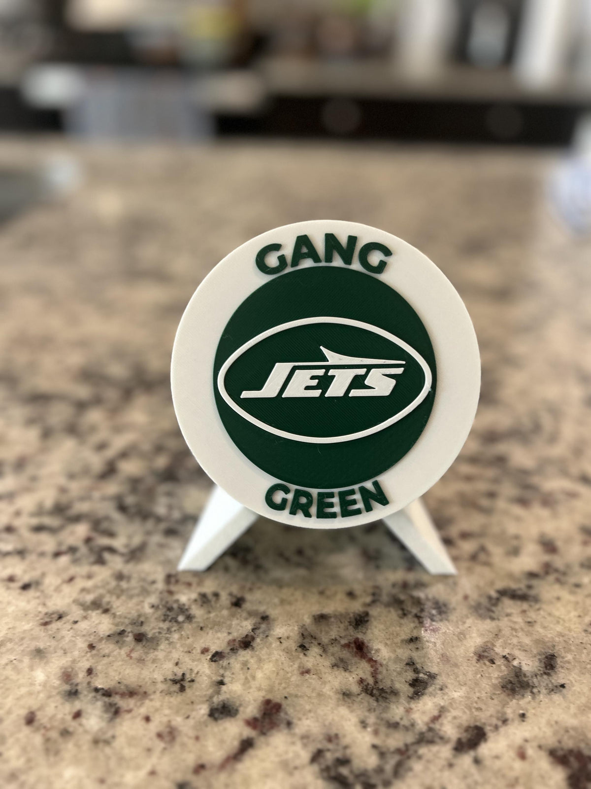 New York Jets 3D printed Gang Green display medallion with stand and hidden stash boxNFL fan gift made in USA